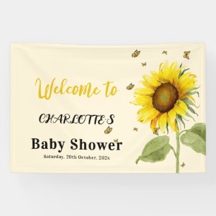 Aquarell Sonnenblume mit Schmetterlinge Babydusche Banner