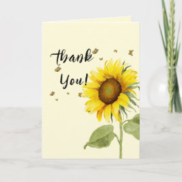 Aquarell Sonnenblume mit Schmetterlinge Babydusche Dankeskarte