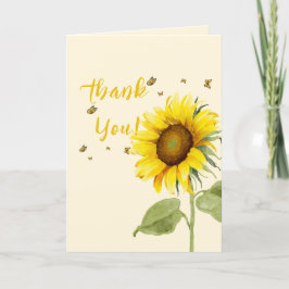 Aquarell Sonnenblume mit Schmetterlinge Babydusche Dankeskarte