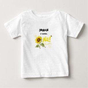 Aquarell-Sonnenblume mit Schmetterlingen zum 1. Ge Baby T-shirt