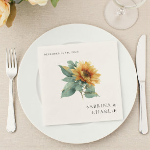 Aquarell-Sonnenblume-Rustikale-Blumenhochzeit Serviette