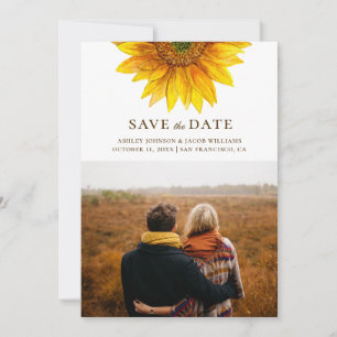 Aquarell-Sonnenblume. Rustikale botanische Blume Save The Date
