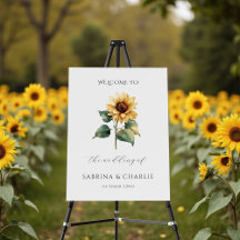 Aquarell-Sonnenblume-rustikales-Hochzeits-Willkomm