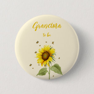 Aquarell-Sonnenblume & Schmetterlinge Oma-in-spe Button