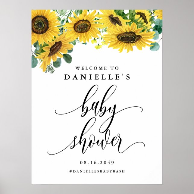 Aquarell Sonnenblume Sommerdusche Willkommen Poster (Vorne)