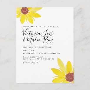 Aquarell-Sonnenblume Wilde Blumen Gelbe Hochzeit Postkarte