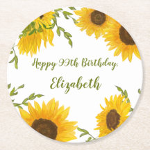 Aquarell-Sonnenblumen-99.-Geburtstags-Set coaster