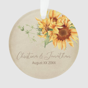 Aquarell-Sonnenblumen auf verblasstem Pergament Ornament