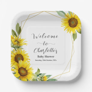 Aquarell-Sonnenblumen-Baby-Party Pappteller