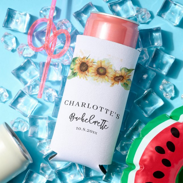 Aquarell Sonnenblumen Bachelorette Selters Dosenkühler (In Situ Sommer)