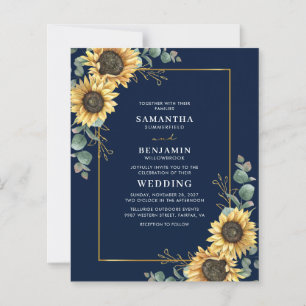 Aquarell-Sonnenblumen-Blumen-Hochzeitseinladung
