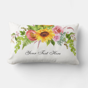 Aquarell-Sonnenblumen-Blumen - Ihr Text - Lendenkissen