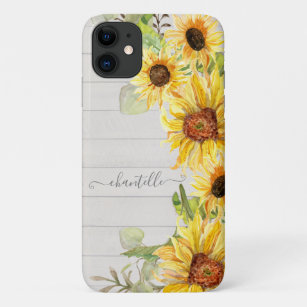 Aquarell Sonnenblumen Blumen Rustikales Holzland Case-Mate iPhone Hülle