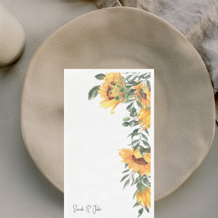 Aquarell-Sonnenblumen-Blumen Weiße Hochzeit Serviette