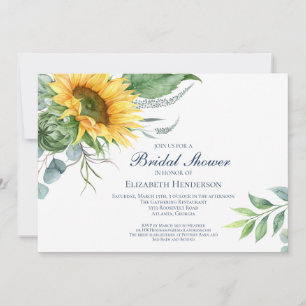 Aquarell Sonnenblumen Blumengrün Brautparty Einladung