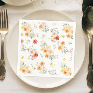 Aquarell-Sonnenblumen-Blumenmuster Serviette