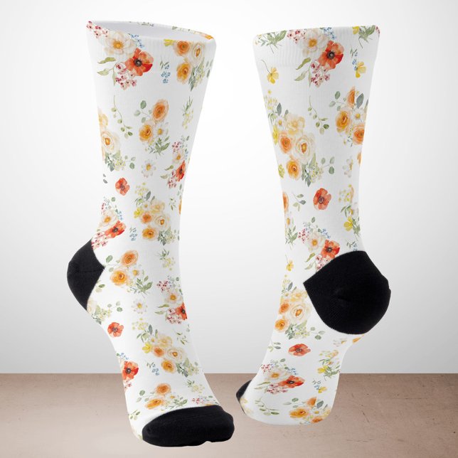 Aquarell-Sonnenblumen-Blumenmuster Socken (Von Creator hochgeladen)