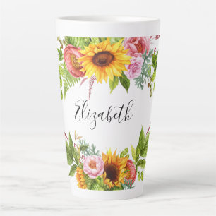 Aquarell Sonnenblumen Blumenname Grosser Name Milchtasse