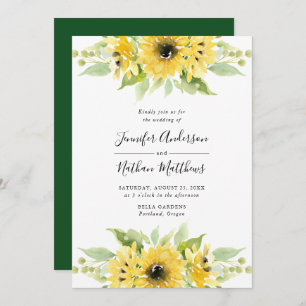 Aquarell Sonnenblumen Blumenstrauß   Hochzeit Einladung