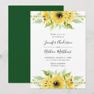 Aquarell-Sonnenblumen-Blumensträuße Hochzeit Einladung