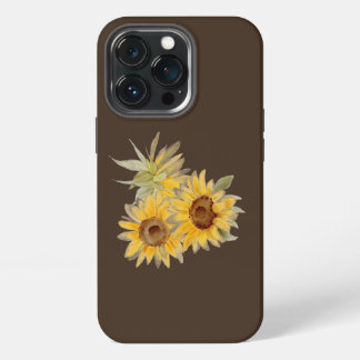 Aquarell-Sonnenblumen Braun iPhone 13 Pro Hülle