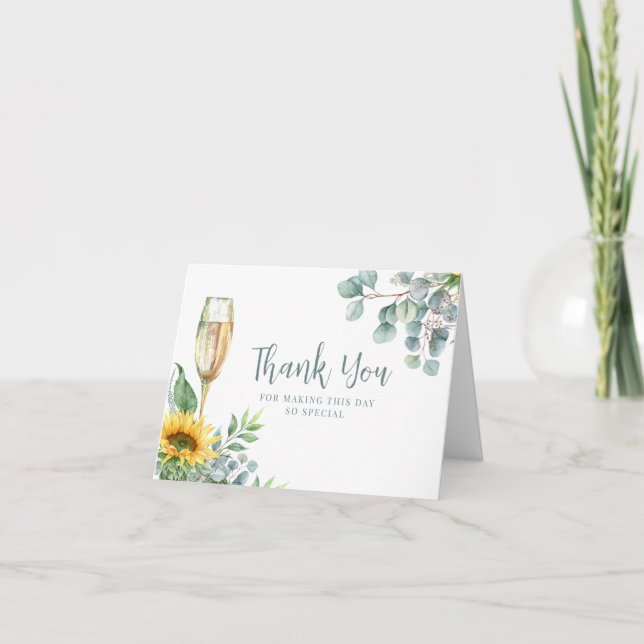 Aquarell Sonnenblumen Brautparty Dankeskarte (Vorderseite)
