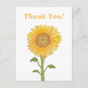 Aquarell-Sonnenblumen-Dankeschön-Postkarten Postkarte