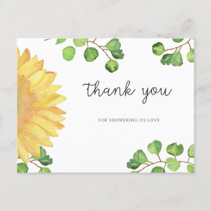Aquarell-Sonnenblumen-Dankeskarten für Brautparty Postkarte