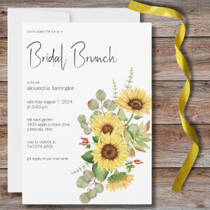 Aquarell-Sonnenblumen & Eukalyptus-Hochzeitsbrunch Einladung