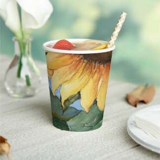 Aquarell Sonnenblumen Farm Garden Paper Cup Pappbecher