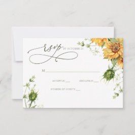 Aquarell-Sonnenblumen-Garten-Blumen-Hochzeit RSVP Karte