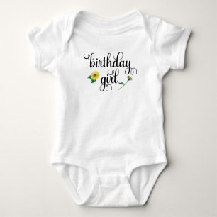 Aquarell-Sonnenblumen-Geburtstagsgirl-Shirt Baby Strampler