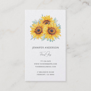 Aquarell-Sonnenblumen-Grün Florist Visitenkarte