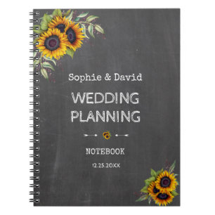 Aquarell Sonnenblumen Halbpension Hochzeitsplaner Notizblock