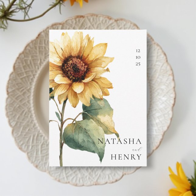 Aquarell-Sonnenblumen-Hochzeit Rustikal Boho Gelb  Einladung (Von Creator hochgeladen)