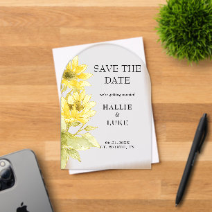 Aquarell-Sonnenblumen-Hochzeit-Save-the-Date-Bogen Acryleinladungen