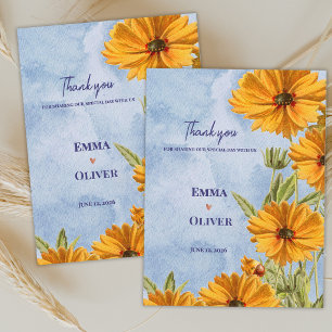 Aquarell-Sonnenblumen-Hochzeits-Dankeschön Postkarte