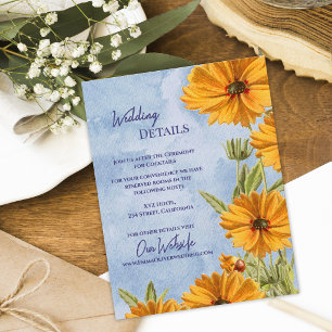 Aquarell-Sonnenblumen-Hochzeitsdetails Information Begleitkarte