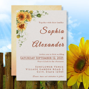 Aquarell-Sonnenblumen-Hochzeitseinladung Einladung