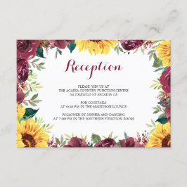 Aquarell Sonnenblumen Hochzeitsempfang Begleitkarte