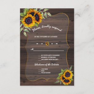 Aquarell Sonnenblumen Holz Hochzeit RSVP