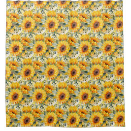 Aquarell-Sonnenblumen im Stil von Van Gogh  Duschvorhang