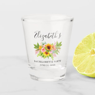 Aquarell Sonnenblumen Junggeselinnen-Abschied Schnapsglas