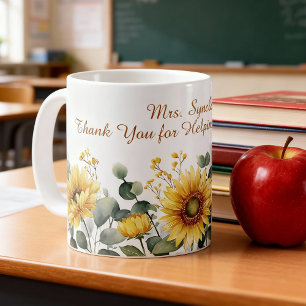 Aquarell-Sonnenblumen-Lehrerdank-Skript Kaffeetasse