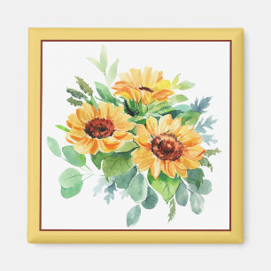Aquarell-Sonnenblumen  Magnet
