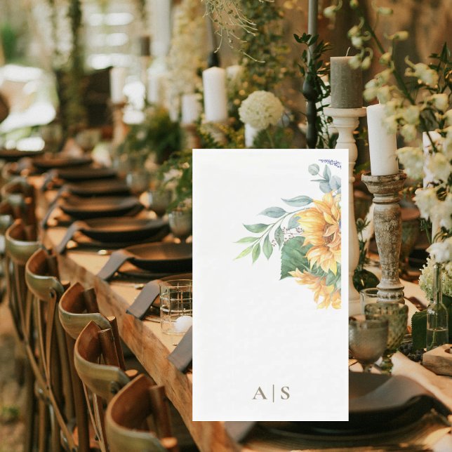 Aquarell-Sonnenblumen-Monogramm Serviette (Von Creator hochgeladen)