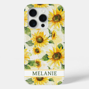 Aquarell-Sonnenblumen monogrammiert Case-Mate iPhone Hülle