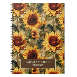 Aquarell-Sonnenblumen-Natur-Thema-Name-individuell Notizblock