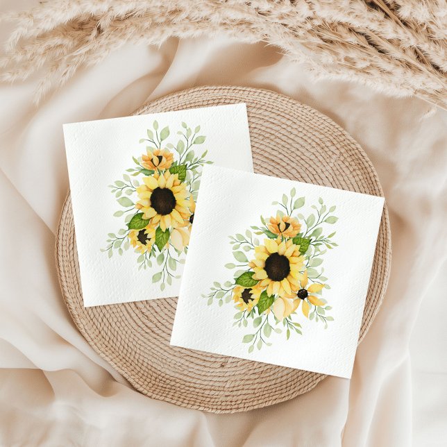 Aquarell Sonnenblumen Papier Napkin Serviette (Von Creator hochgeladen)