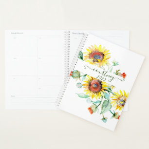 Aquarell-Sonnenblumen personalisiert, benutzerdefi Planer
